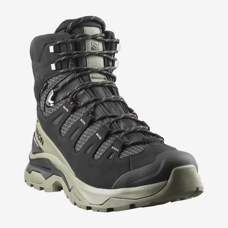 Load image into Gallery viewer, Black hiking boot with beige sole on a white background
