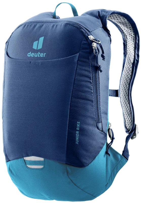 Load image into Gallery viewer, Blue and teal backpack with Deuter logo on a white background
