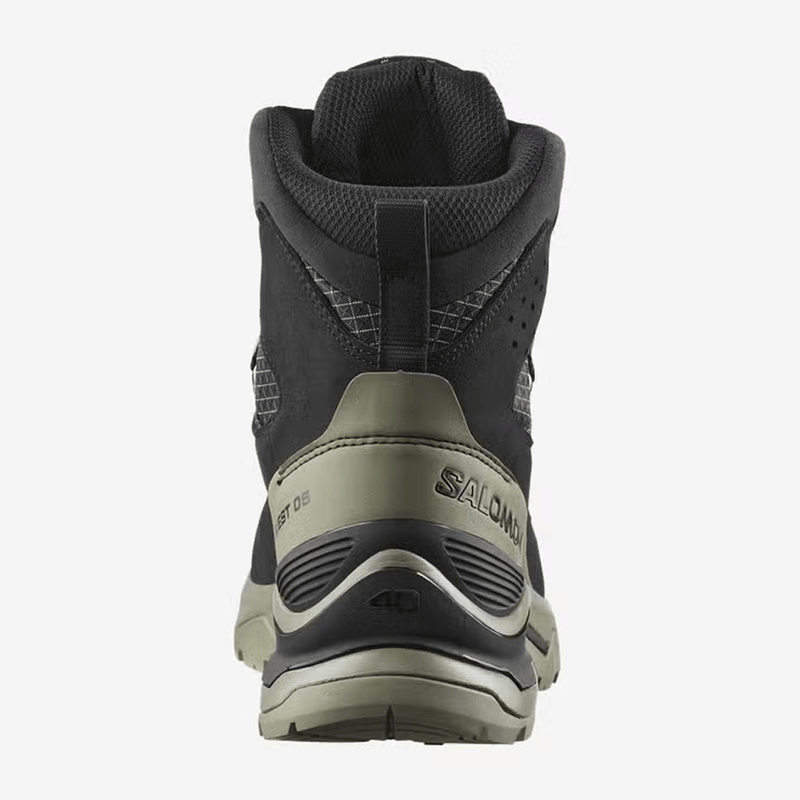 Load image into Gallery viewer, Black hiking boot with beige sole on a white background
