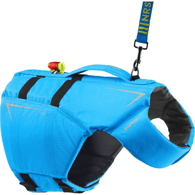 Load image into Gallery viewer, Blue life jacket with black accents and INRS branding on a white background

