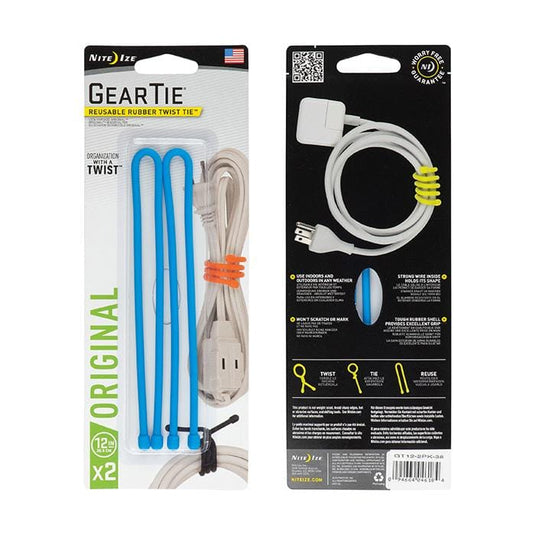 Nite Ize Gear Tie Reusable Rubber Twist Tie 12 in. - 2 Pack